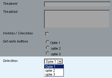 Formulier selectbox